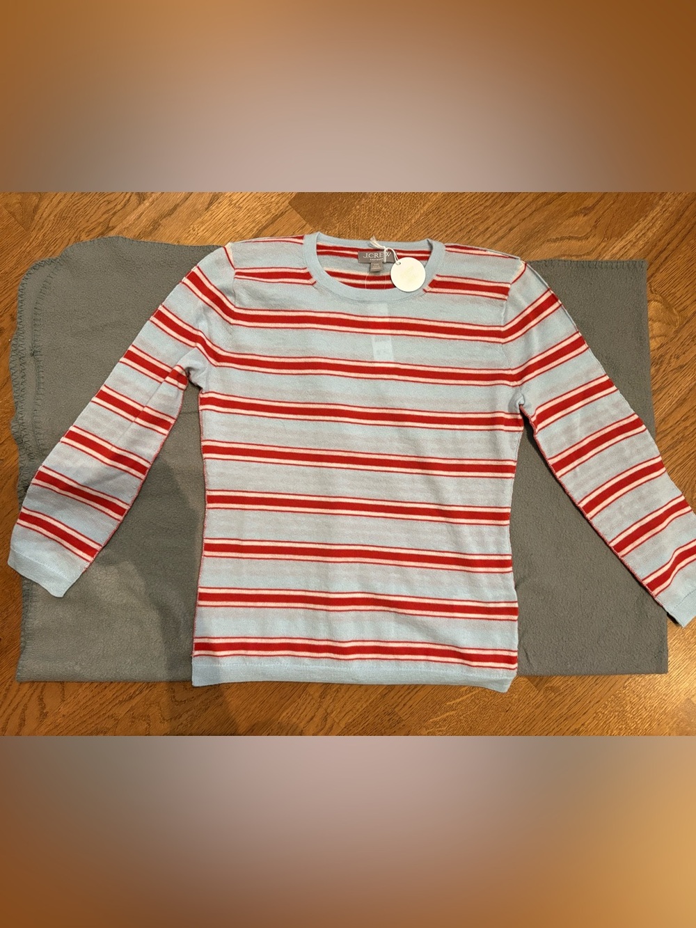 JCrew Striped Long-Sleeve Kids Tee - Light Blue & Red